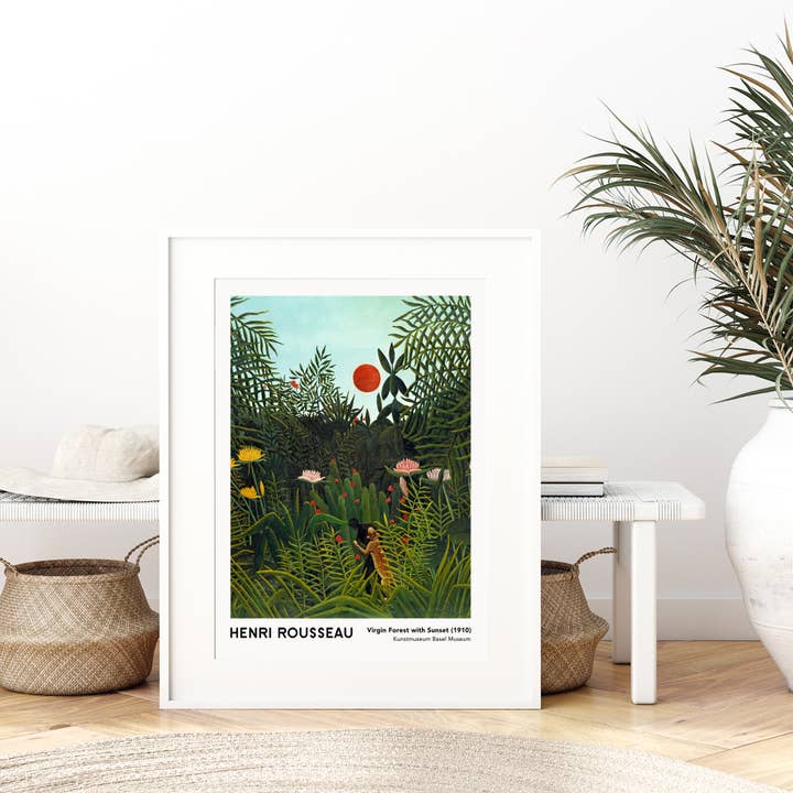 Sugar & Canvas - Wholesale Art Print - Henri Rousseau Virgin Forest with Sunset Art Print HR053