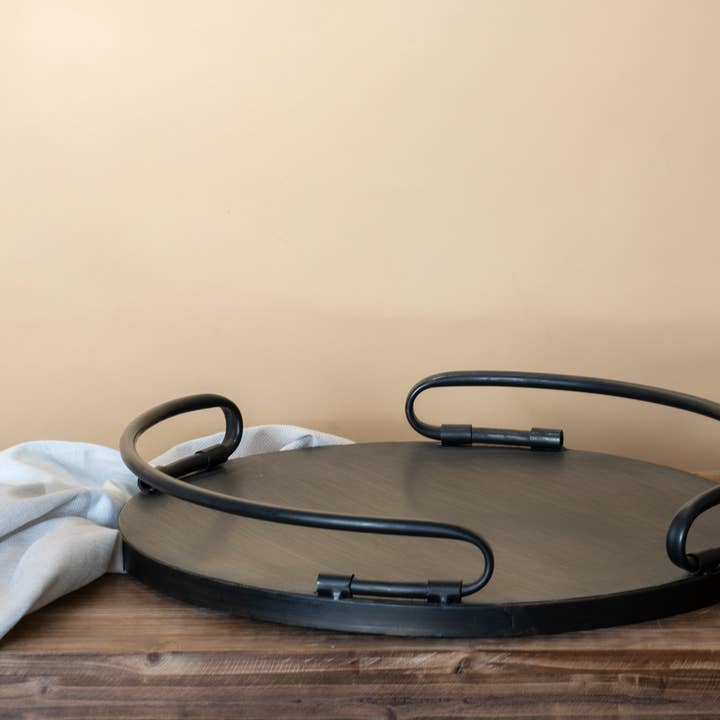 Foreside Home & Garden - Wholesale Decorative Tray - Manhattan Farmhouse Round Metal Decorative Tray Large