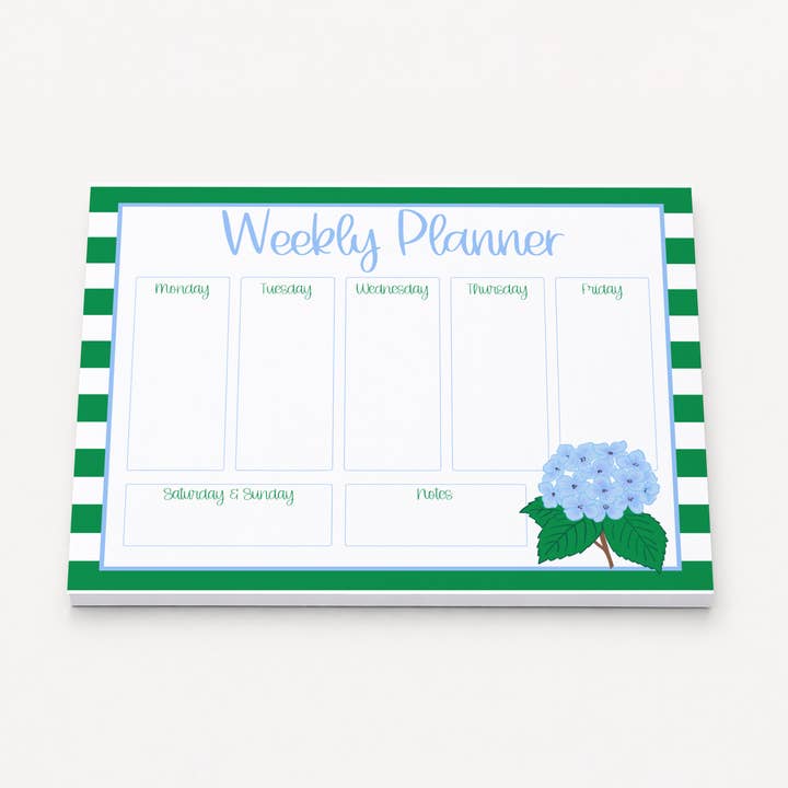 Taccuino Pianificatore Settimanale Ortensia | 8,5x11 | 50 Pagine per la vendita all'ingrosso da parte di Note Worthy Paper Place