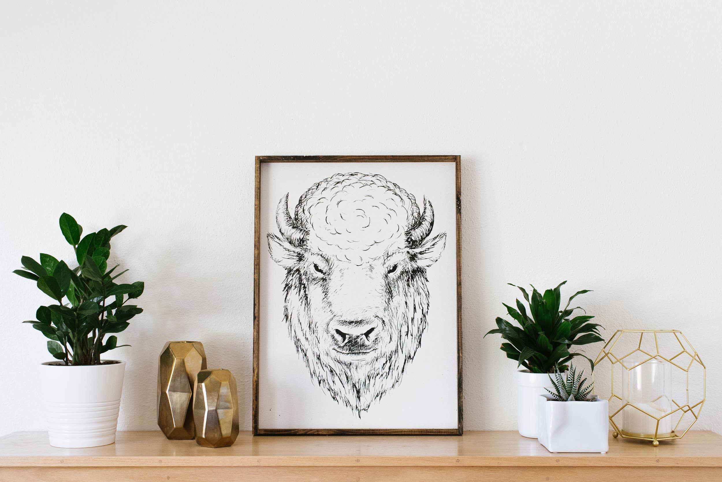 Williamraedesigns - Wholesale Art Print - Bison Line Art Framed Print – Western Buffalo Wall Art 2