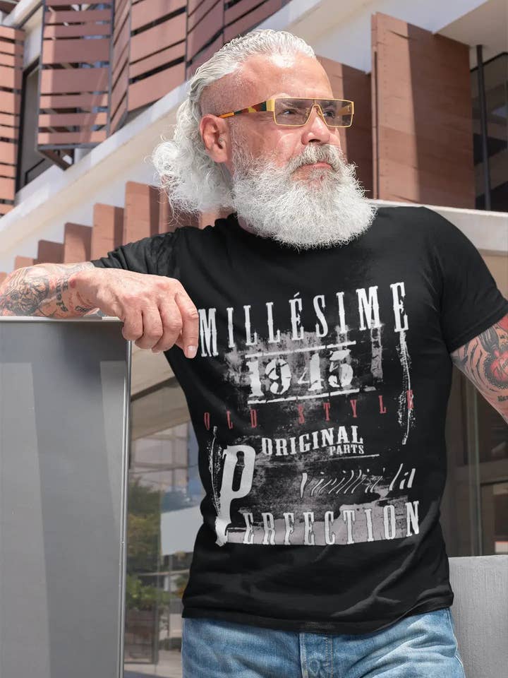 1945, regalos de cumpleaños para él, camisetas de cumpleaños, camiseta de manga corta con cuello redondo para hombre 00136 para venta al por mayor de ULTRABASIC