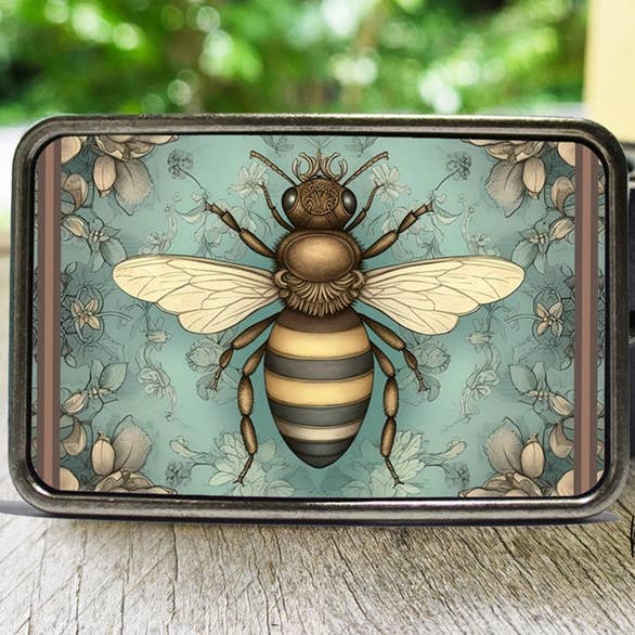 Bungalow Blue Trading Co - Wholesale Belt Buckle - Women's - Floral Bee Belt Buckle