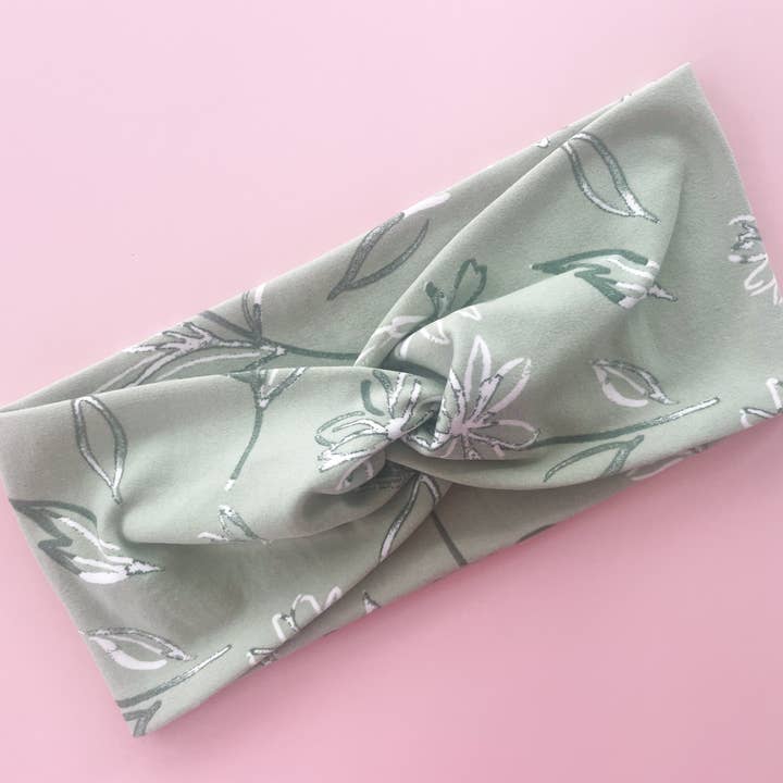NEW Sage Floral Simple Twist Headband for wholesale by ChellyHomeCo
