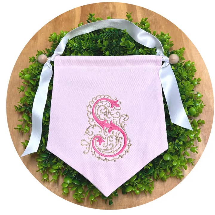 Pink Cotton Pique Banner and Hanging Set for wholesale by THE ROYALTY COLLECTION