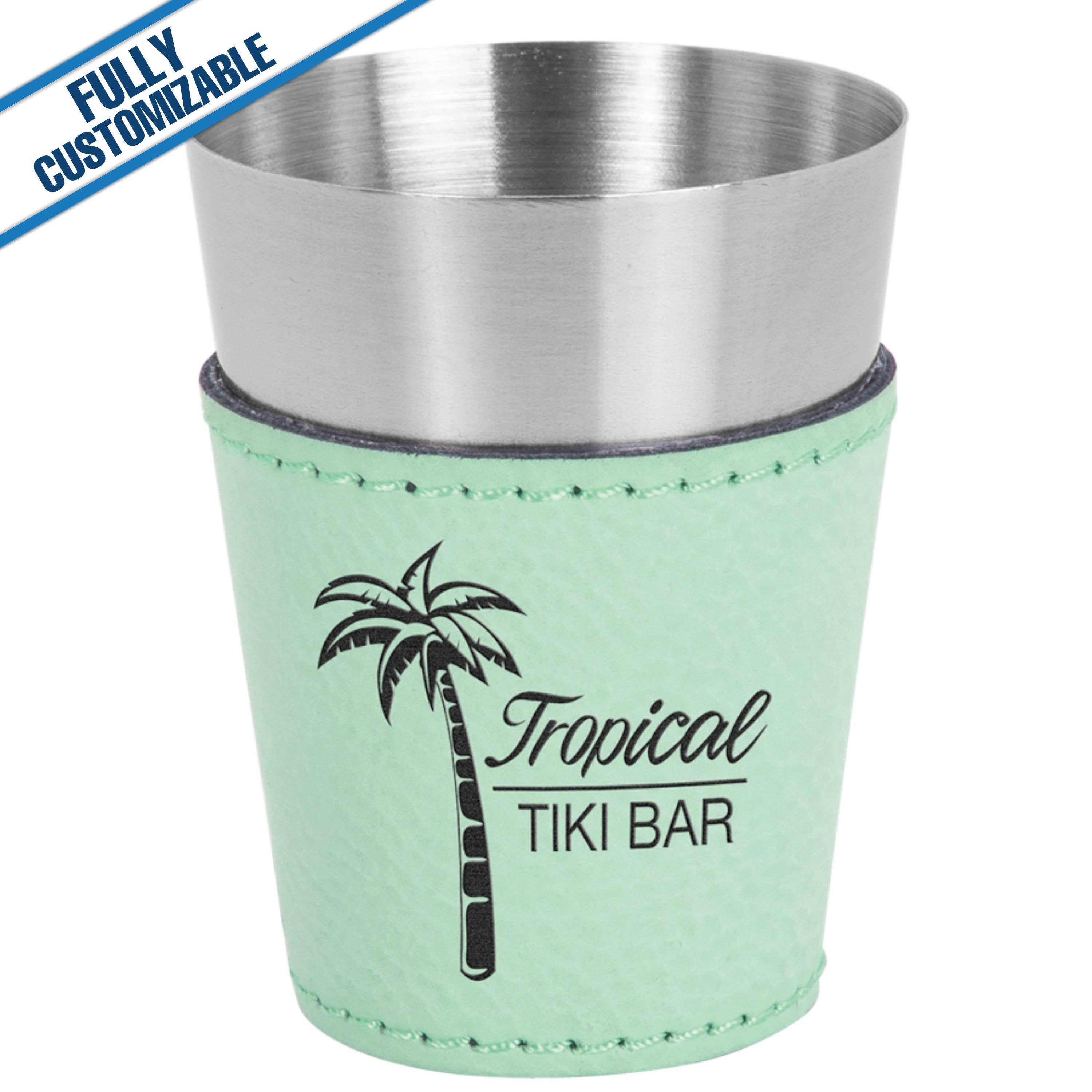 GiftWorksPlus - Vente Verre à shooter - 2 oz. Verre à liqueur en similicuir gravé - Entièrement personnalisable7