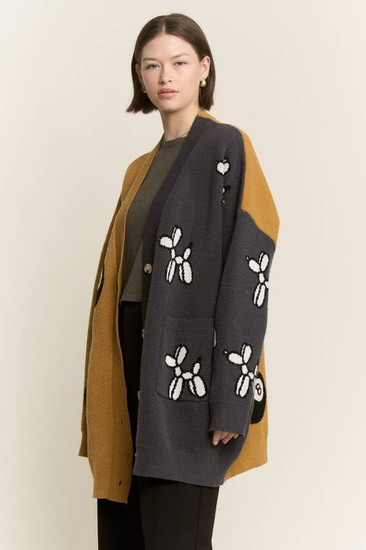 MOCHA/CARBÓN CÁRDIGAN OVERSIZE PERRO GLOBO Y BOLA 8 de venta al por mayor en Faire1