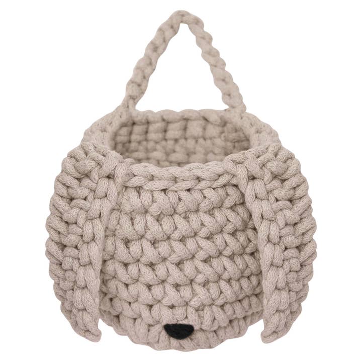 Crochet bunny basket | BEIGE for wholesale by Zuri House