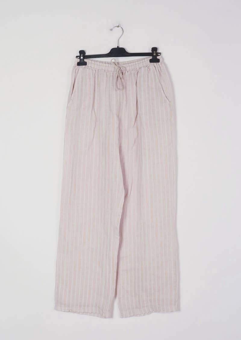 LÉA & LUC - Wholesale Broek - Dames - Gestreepte broek van 100% linnen REF.30132/26