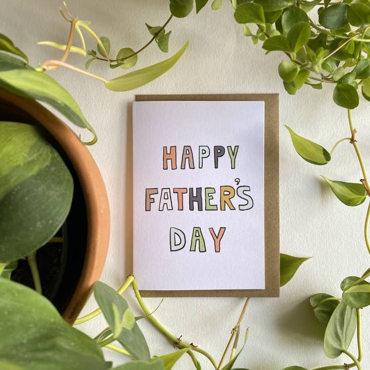 Happy Father's day bold type greetings card LMFD012 for wholesale by Lise Marie prints