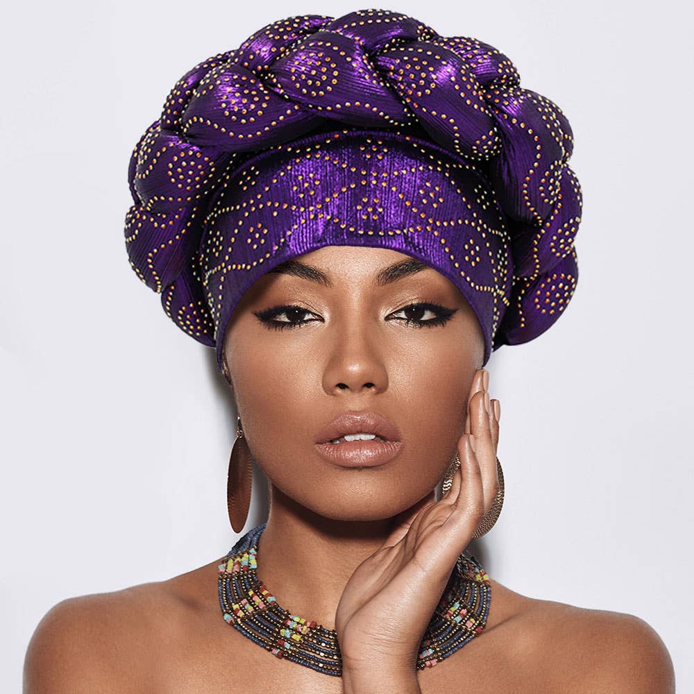 Sensibling Corp. - Wholesale Turban - Women's - Bling Studded Braided Turban Hair Wrap14