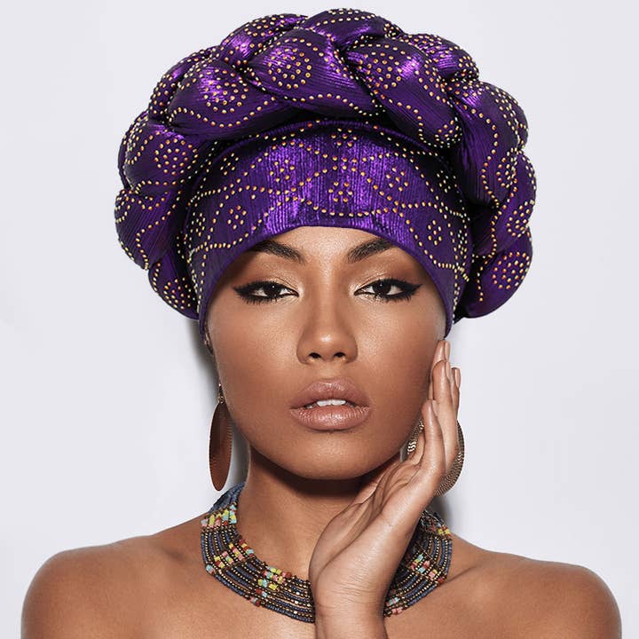 Sensibling Corp. - Wholesale Turban - Women's - Bling Studded Braided Turban Hair Wrap14