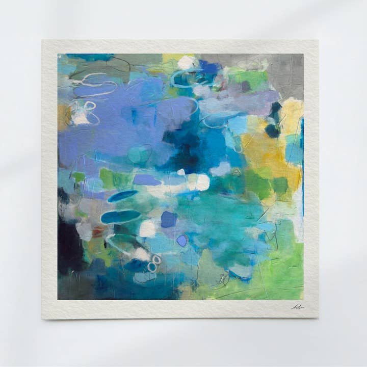 Impressionistiskt abstrakt tryck - Blå och lila väggkonst för wholesale av Michele Renee Atelier