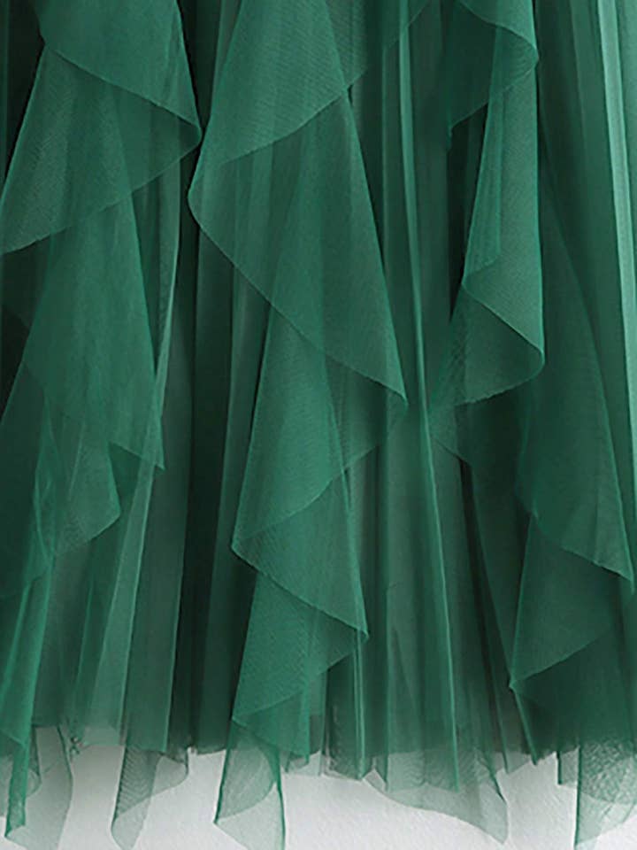 Fashion Combination - Wholesale Skirt - Women's - ruffle hem pleated tulle midi skirt6