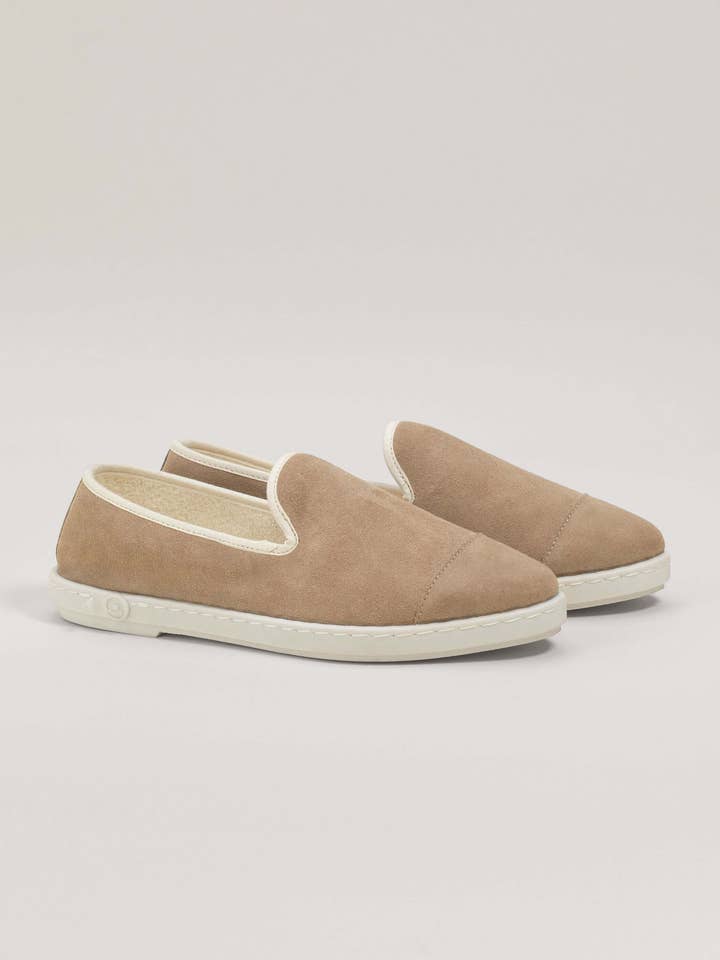 Damsko toffel i läder, taupe för wholesale av Angarde