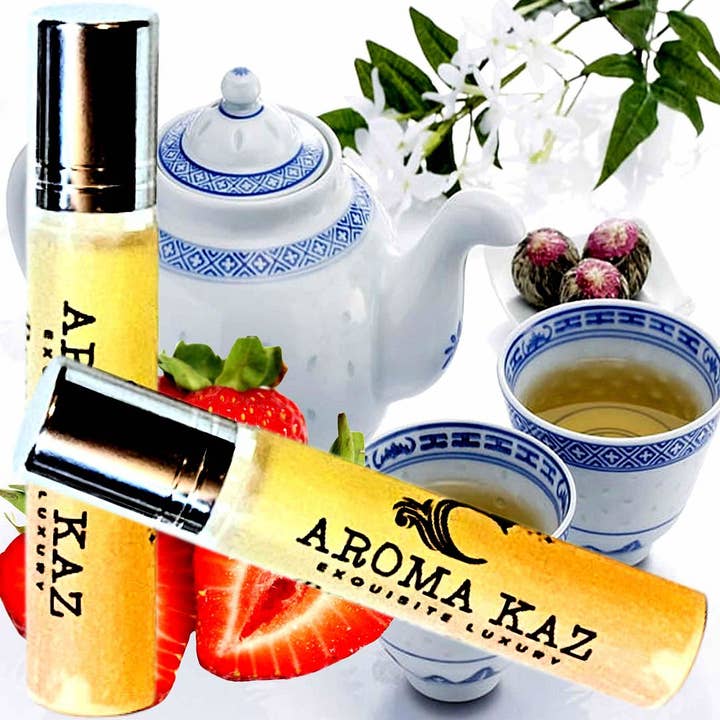 White Tea & Strawberries Roll On Perfume Fragrance Oil for wholesale by Aroma Kaz