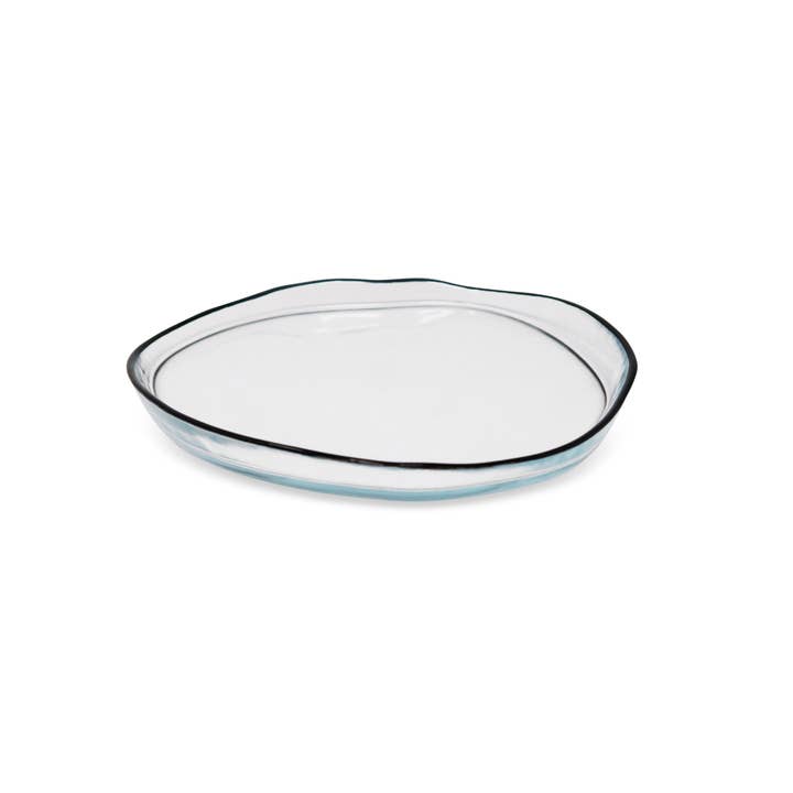 VIVIENCE - Wholesale Dinner plate - Set of 4 Organic Shaped Glass Plates with Black Wall