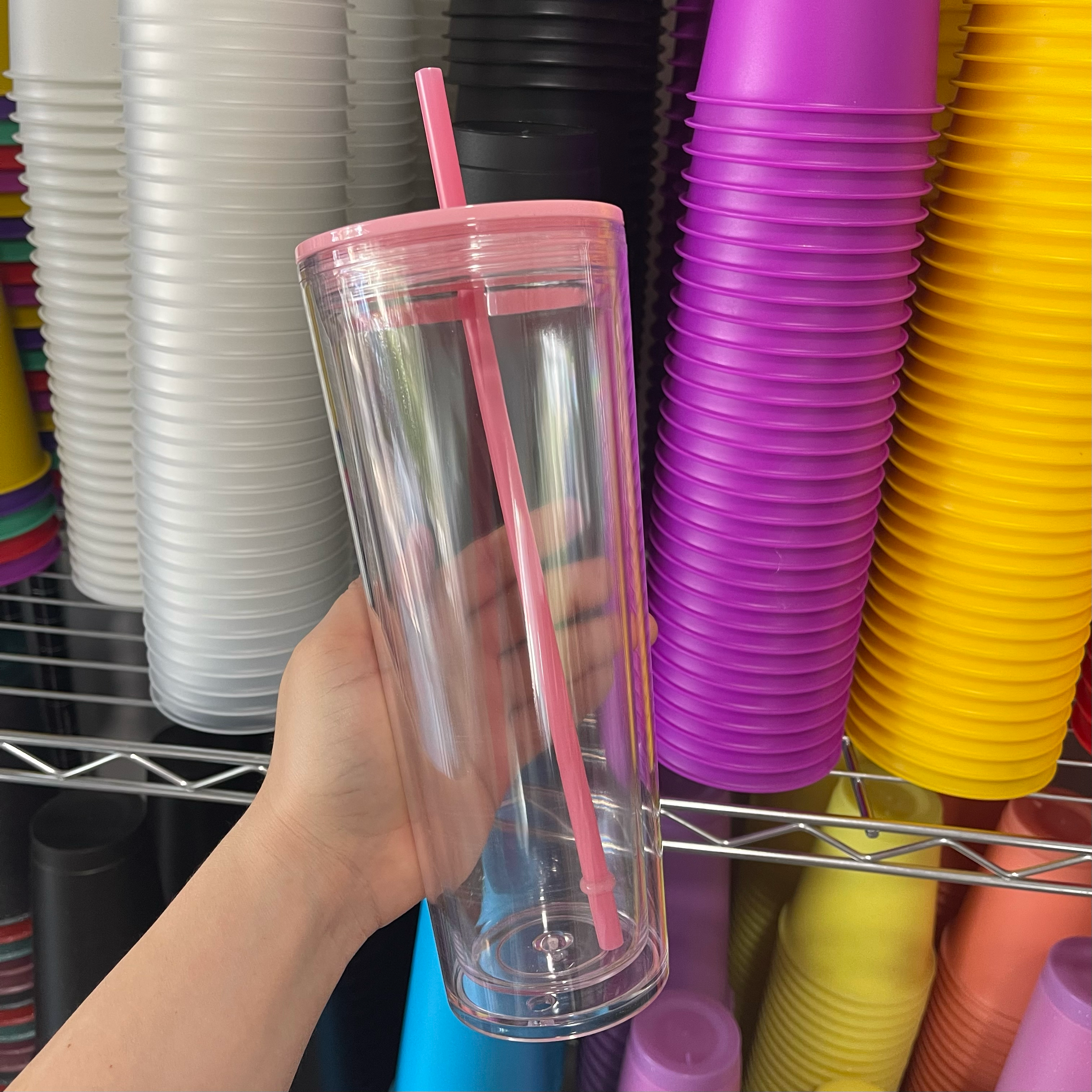 One Stop Cups - Wholesale Insulated Mug/Tumbler - 24oz Pre- Drilled Double Wall Acrylic Tumbler2