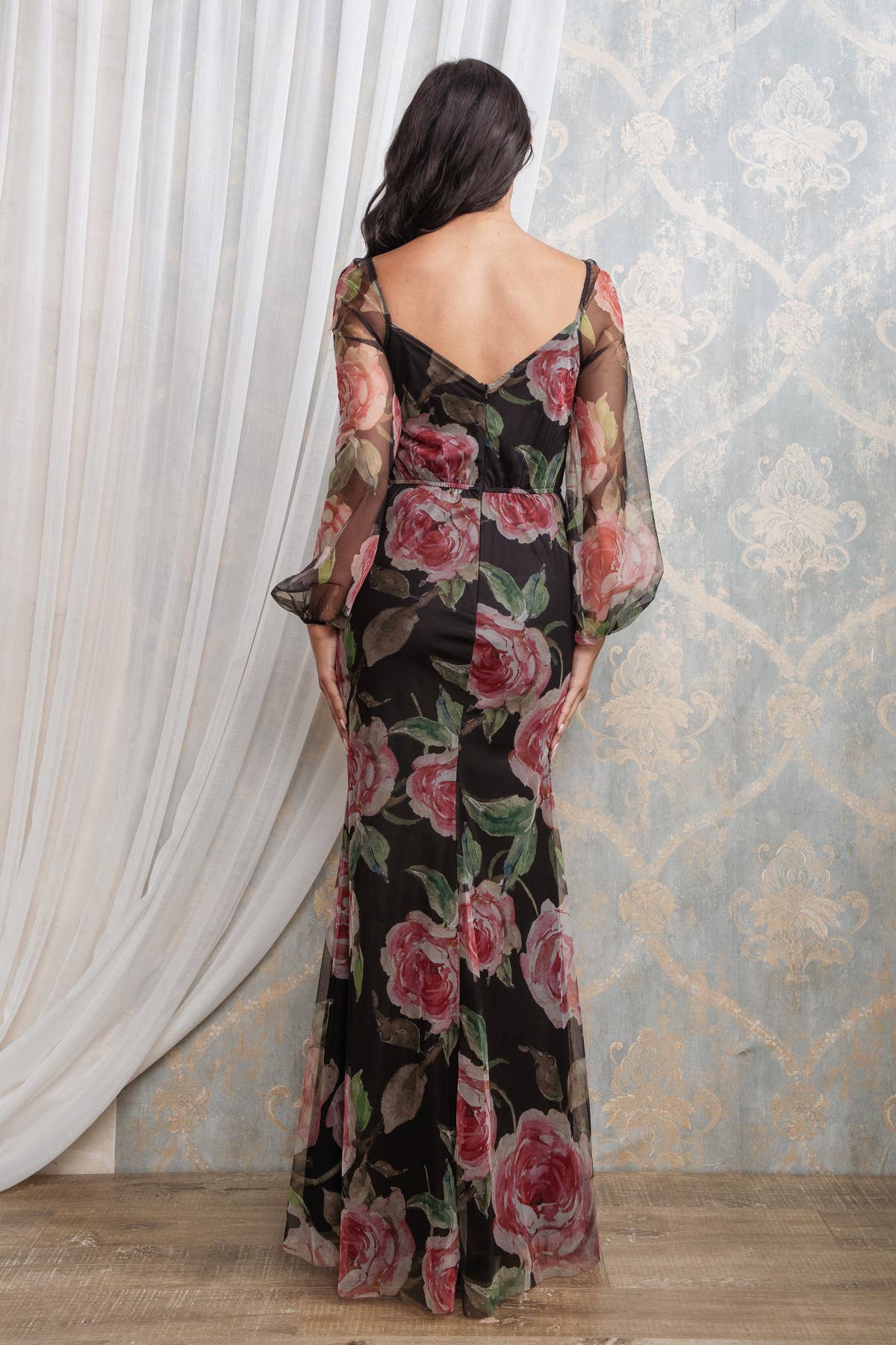 FLORAL PRINT MERMAID MAXI DRESS  for wholesale on Faire5