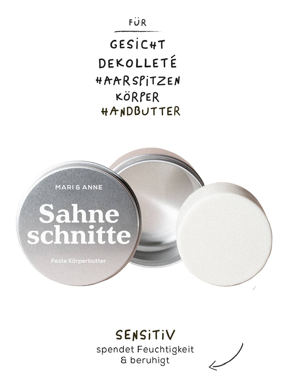 MARI&ANNE - Wholesale Body Balm/Butter - SAHNESCHNiTTE SENSITIVE — SOLID SHEA BUTTER REFILL "SENSITIVE"1