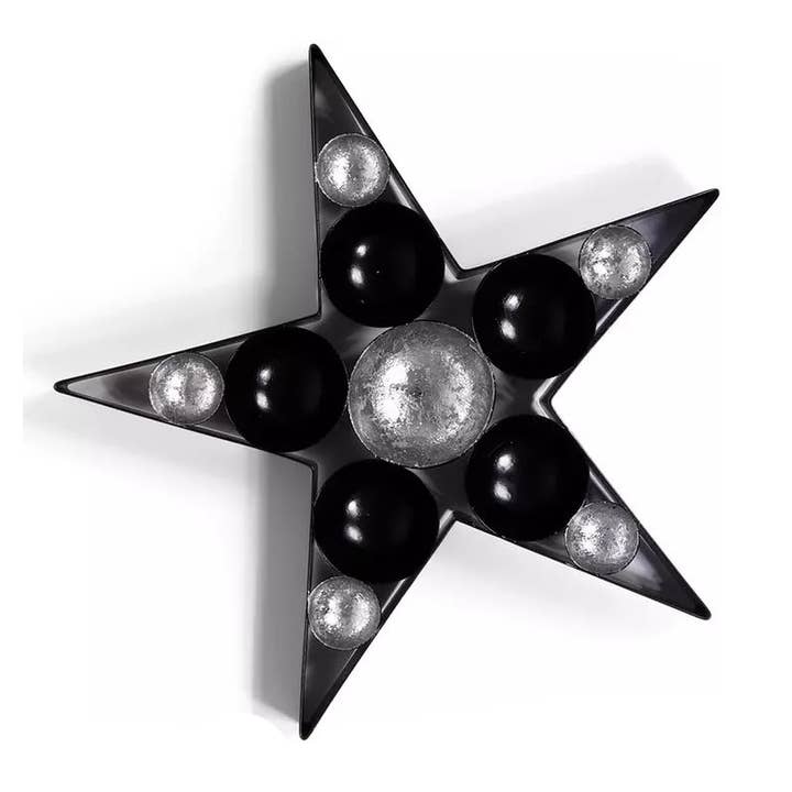 Decoración del hogar: portavelas Senza negro/plateado con forma de estrella Senza para venta al por mayor de NHP International