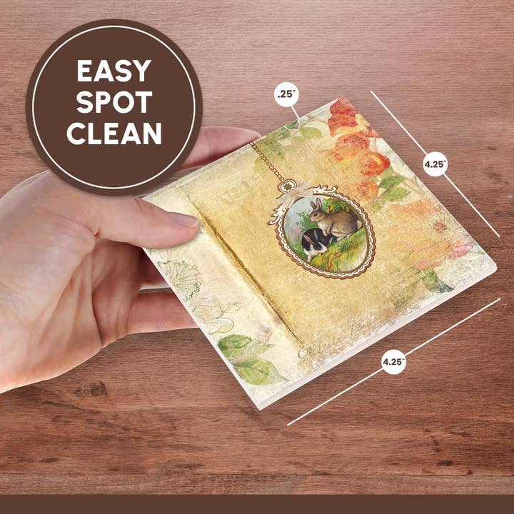 3dRose - Wholesale Coasters - 3dRose, Vintage Egg with Two Bunnies, Flower Background, Coaster6