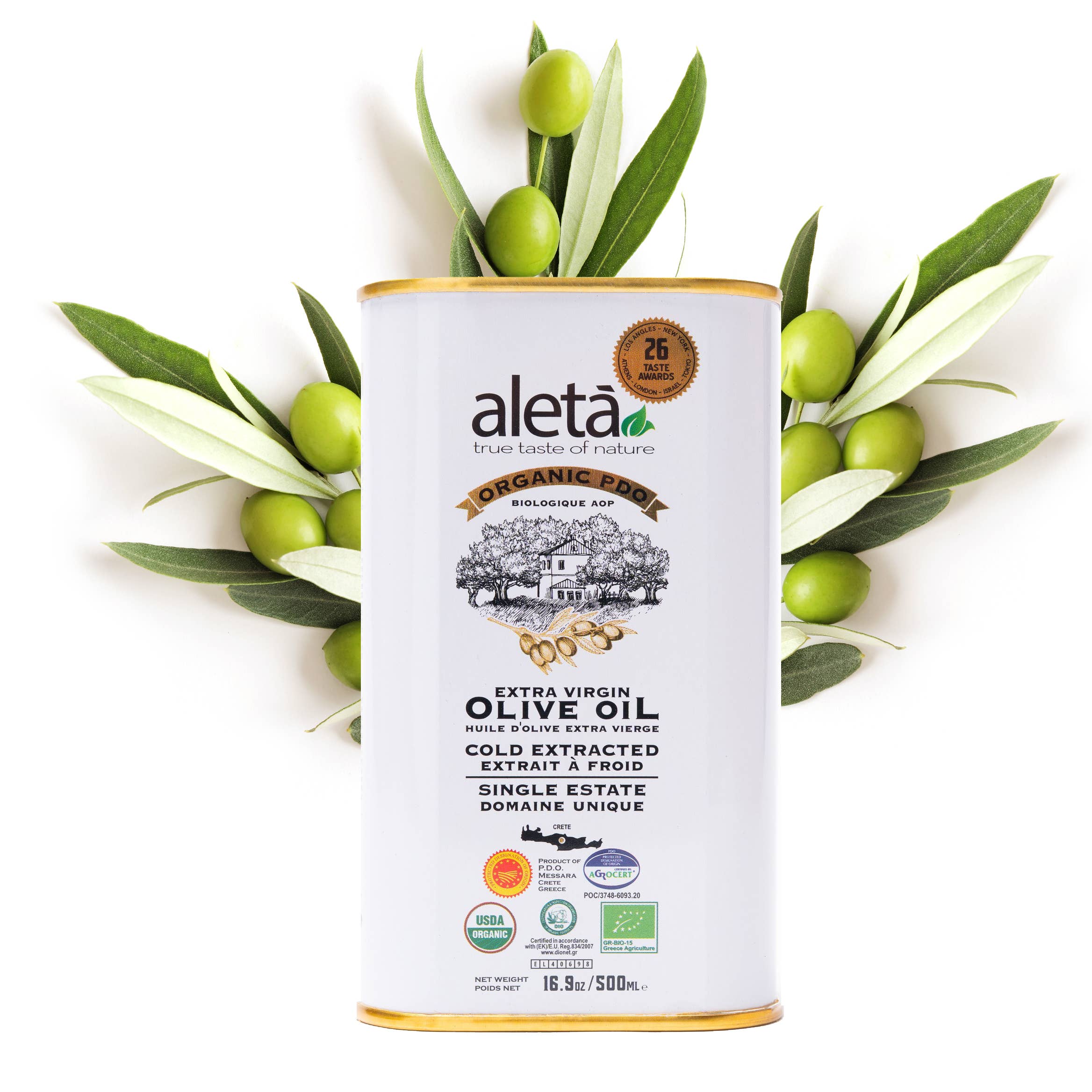 ALETA FARMS - Wholesale Olive Oil - Aleta Organic Estate, Greek Extra Virgin Olive Oil, 17oz Tin5