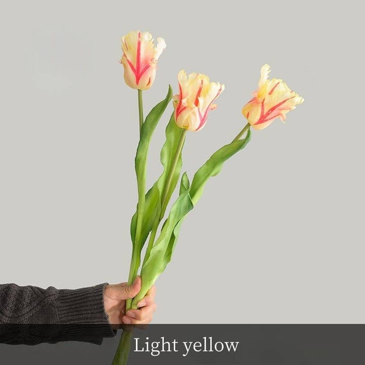 ACNITE(We cover U.S. import duties) - Wholesale Artificial Flowers - 3 flowers artificial tulips bunch real touch Parrot tulips4