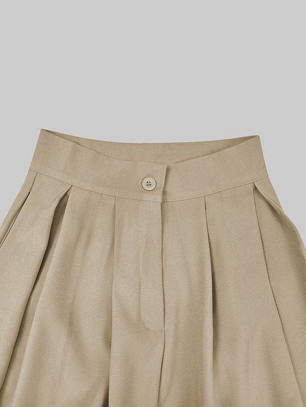 KHAKI Loose Wide Leg Solid Color Casual Pants Bottoms Trousers for wholesale on Faire14