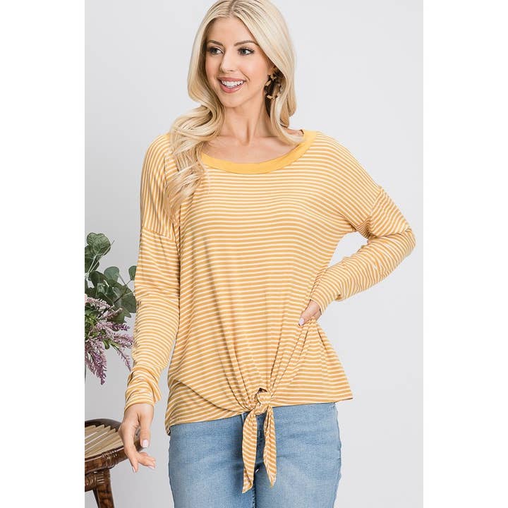 Stripe Front Tie Top for wholesale by Reborn J