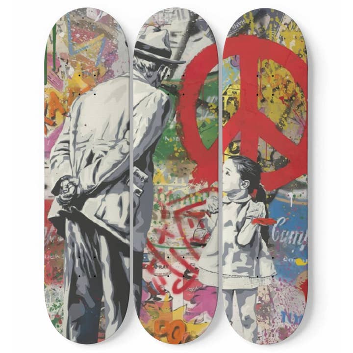 Mr. Brainwash - 'CAUGHT RED HANDED' | Skateboard Deck Wall Art, Wall Hanged Room Decoration, Maple Wood, Accent Gift for Home, Aesthetic Wall Art for wholesale by SkateboardArtsy