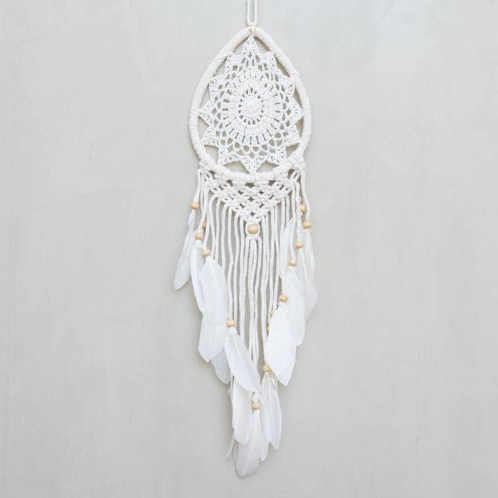 Hæklet Macrame Vanddråbe Drøm Catcher Wall Dreamcatcher for engroshandel hos Bali Harvest