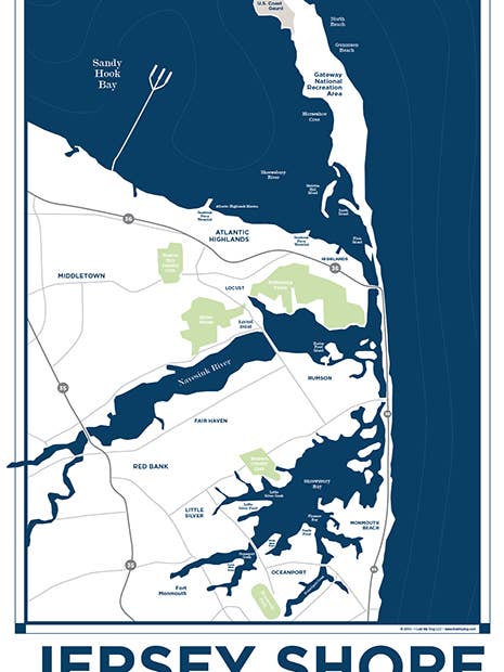 Jersey Shore North, Fairhaven, Sandy Hook Area Mappa Nautica per la vendita all'ingrosso da parte di LOST DOG art & frame