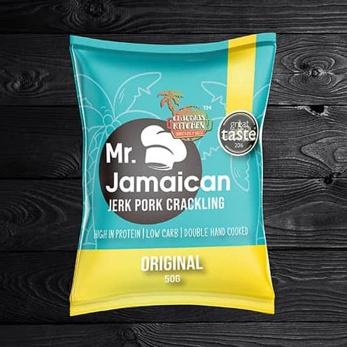 Mr Original Jamaican Jerk Pork Crackling - Pack of 10 for wholesale by Claudias Kitchen