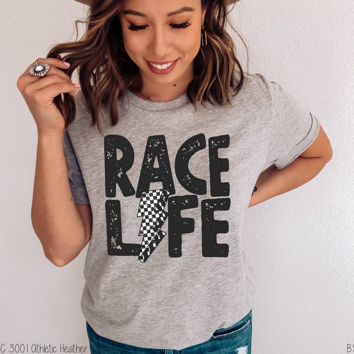 Race Life Distressed Checkered Lightning Bolt #BS3134 for wholesale by Bama Screens