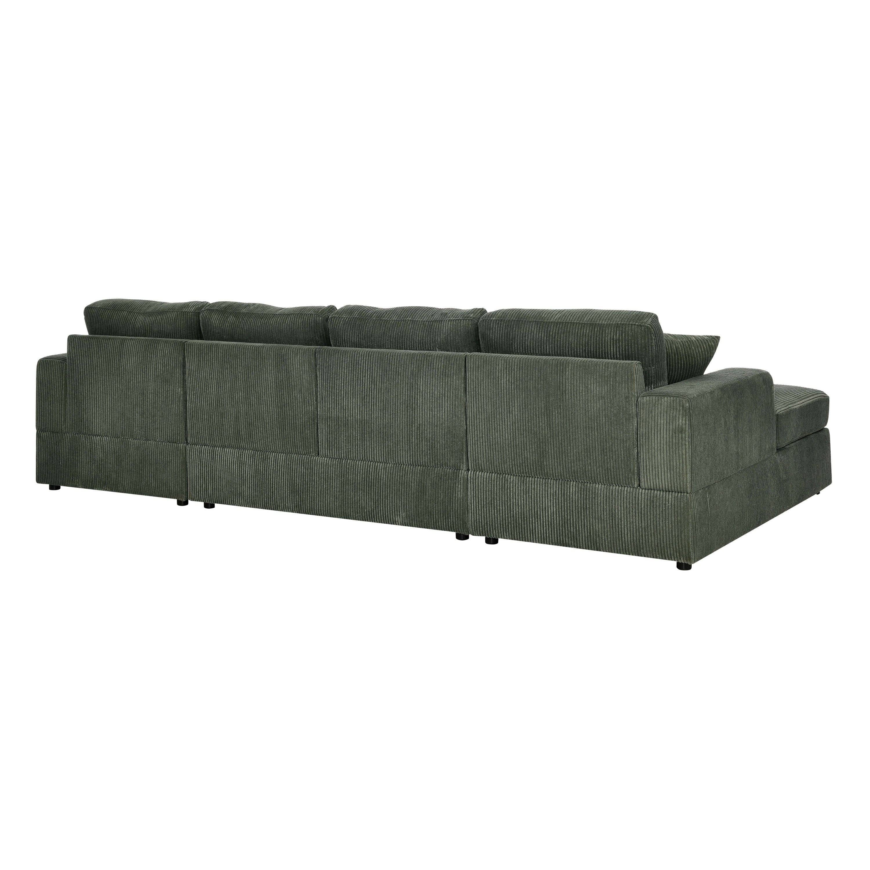 39F Inc. - Wholesale Sofa - 3-Piece Green Corduroy Double-Chaise Sectional Sofa4