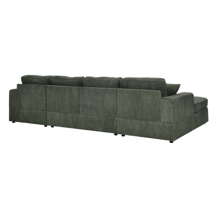 39F Inc. - Wholesale Sofa - 3-Piece Green Corduroy Double-Chaise Sectional Sofa4