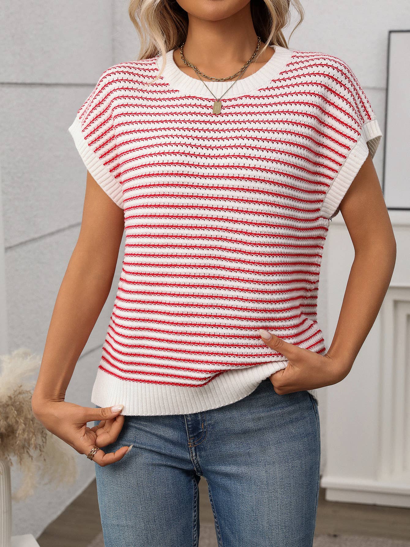 Hope & Sunshine - Vendita all'ingrosso Top in maglia - Donna - Top a righe lavorato a maglia7