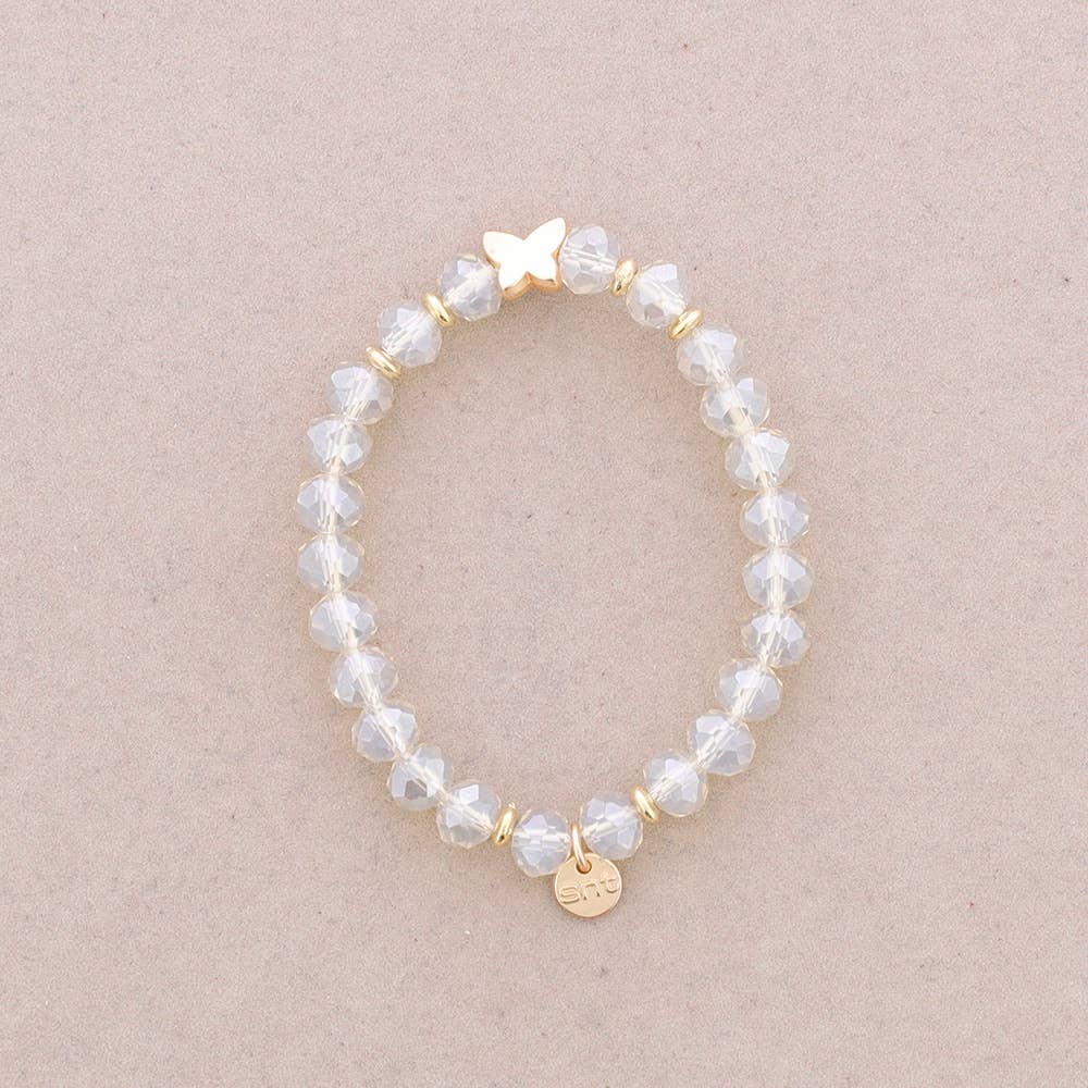 Sonata - Wholesale Beaded Bracelet - Elastic Bracelet with Faceted Crystal Butterfly Metal15