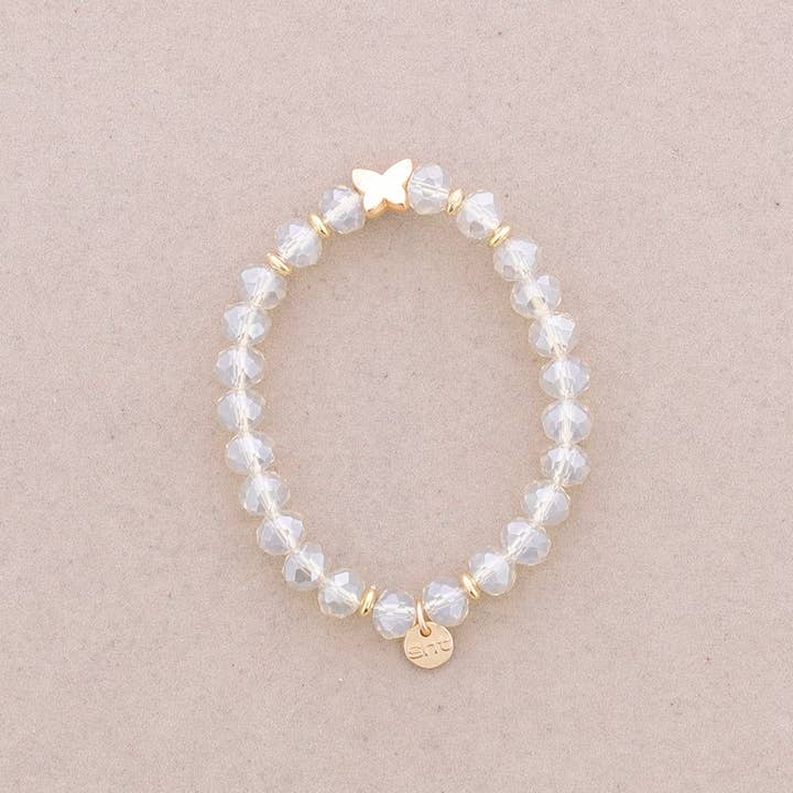 Sonata - Wholesale Beaded Bracelet - Elastic Bracelet with Faceted Crystal Butterfly Metal15
