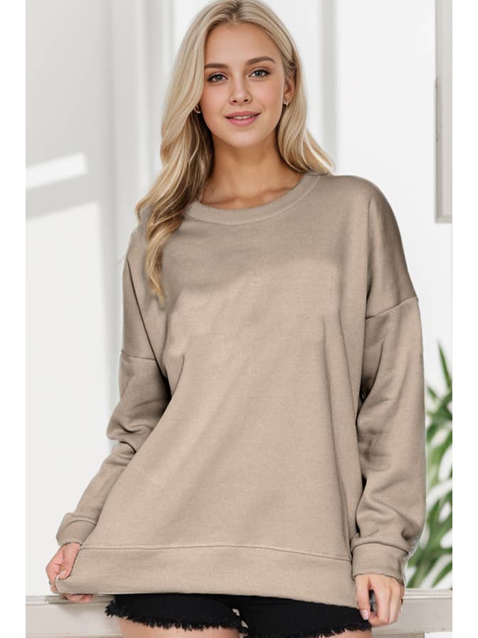 Burgundy Apparel - Wholesale Sweatshirt - Women's - SOLID FLEECE OVERSIZED SWEATSHIRT (NEW COLORS)4