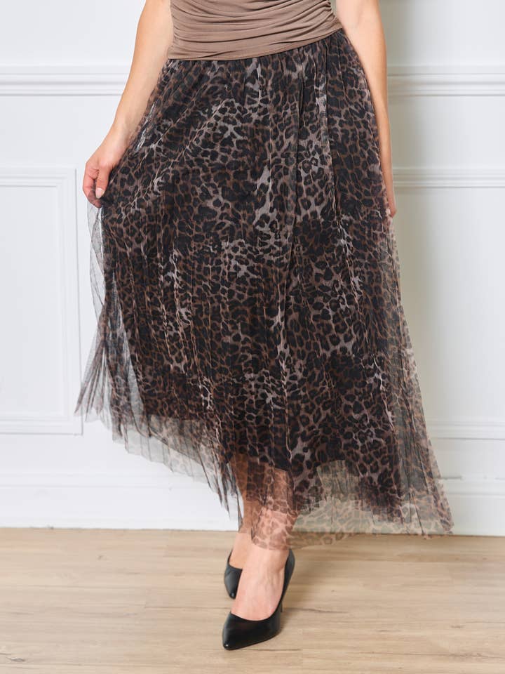 Mid-length tulle skirt with brown animal patterns - Orice for wholesale on Faire