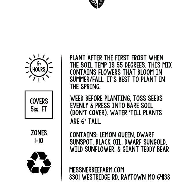 Messner Bee Farm - Wholesale Plant Seeds - Honeybee Sunflower Garden Seed Packet3