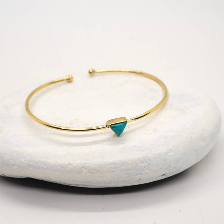 Brass Turquoise Triangle Bracelet for wholesale by Baizaar