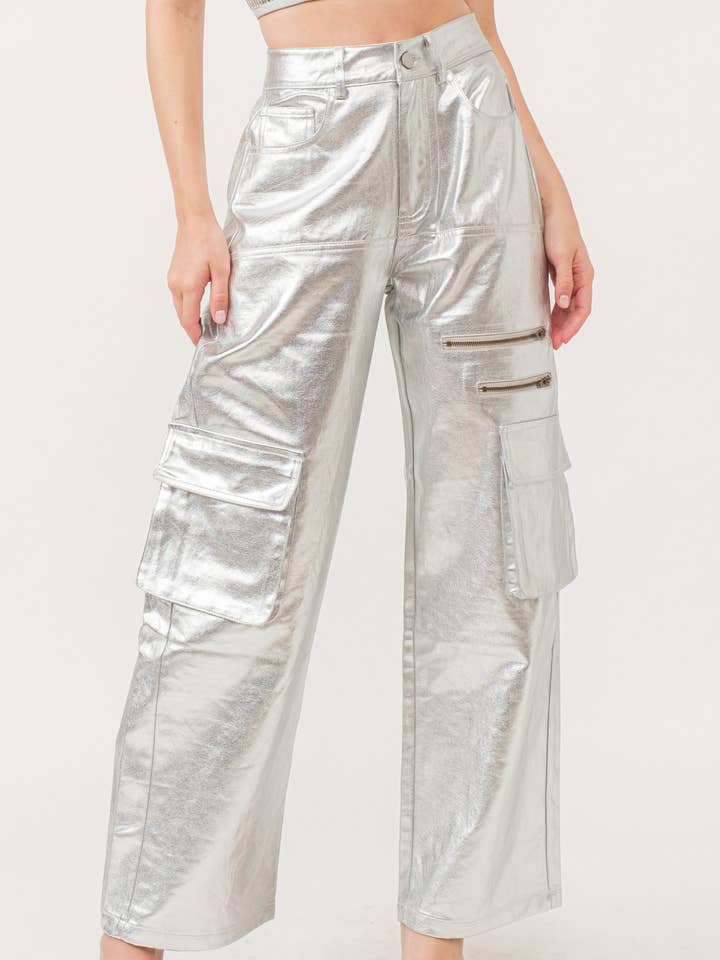 IP2864 Metallic cargobroek met wijde pijpen voor wholesale door KIWI