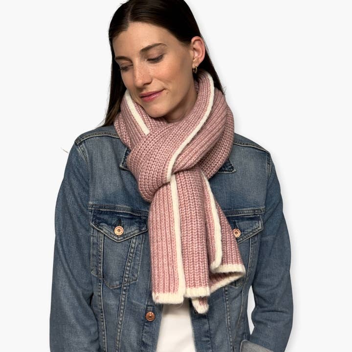 Humble Hilo - Wholesale Scarf - Women's - Humble Hilo Knitted Soft Scarf, Fine Knitted with White Trim48
