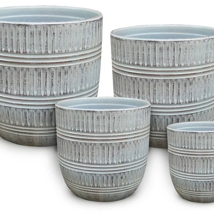 Tally Mark Egg Pot - 4Pc Set - Antique White for wholesale by Ceramo Pottery