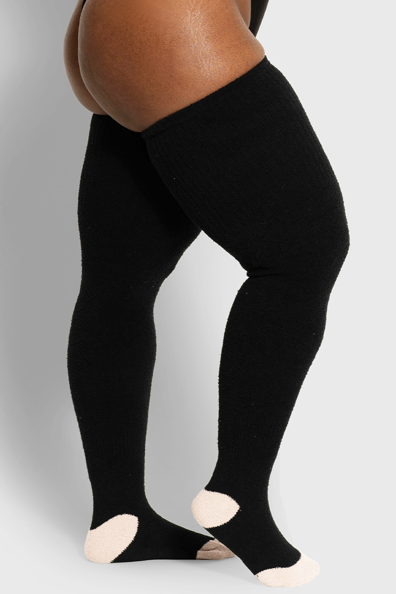 THUNDA THIGHS - Wholesale Socks - Women's - Plus Size Thunda Cozy - Onyx1