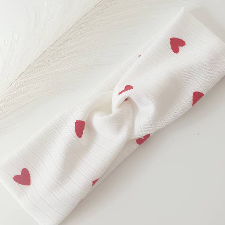 Red heart ribbed hairband for wholesale by MlleChouChou