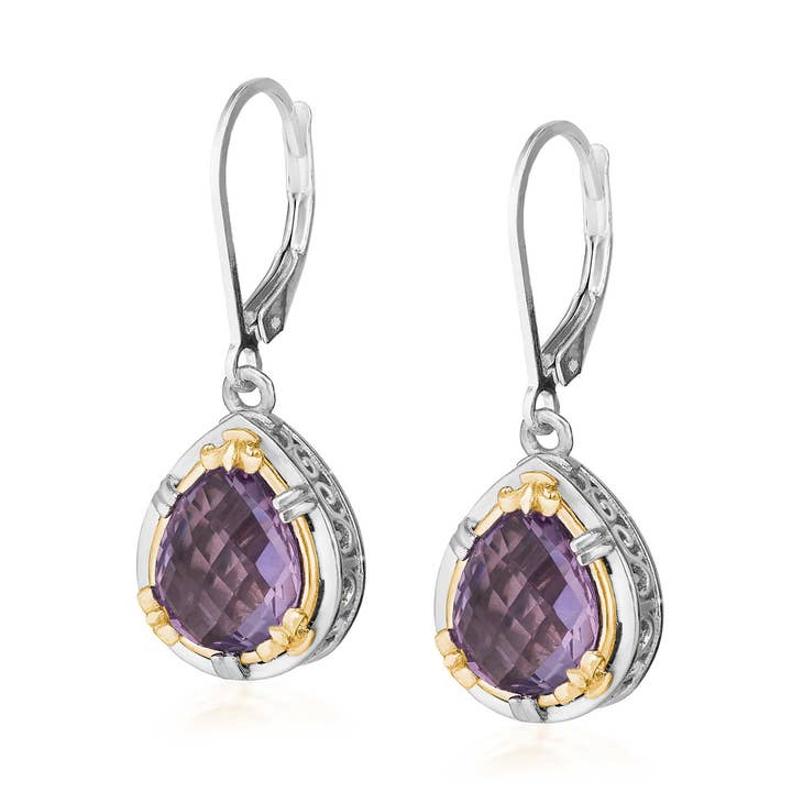 Petite Teardrop Lavendel Ametyst øreringe med 18k guld Vermeil for engroshandel hos Anatoli Jewelry