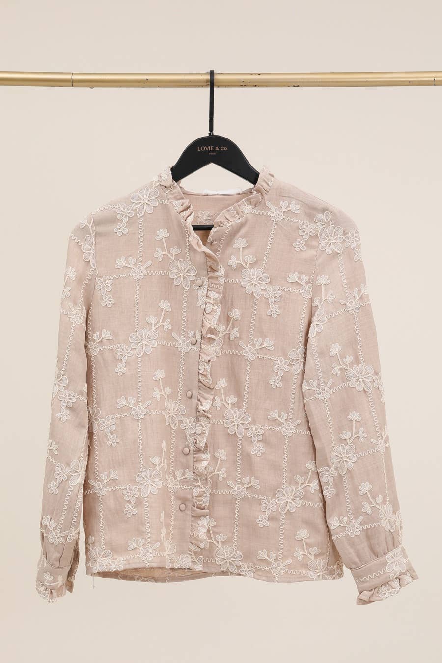 LOVIE & CO - Wholesale Button Down Shirt - Women's - Embroidered floral blouse - 4866T-CAITLIN0